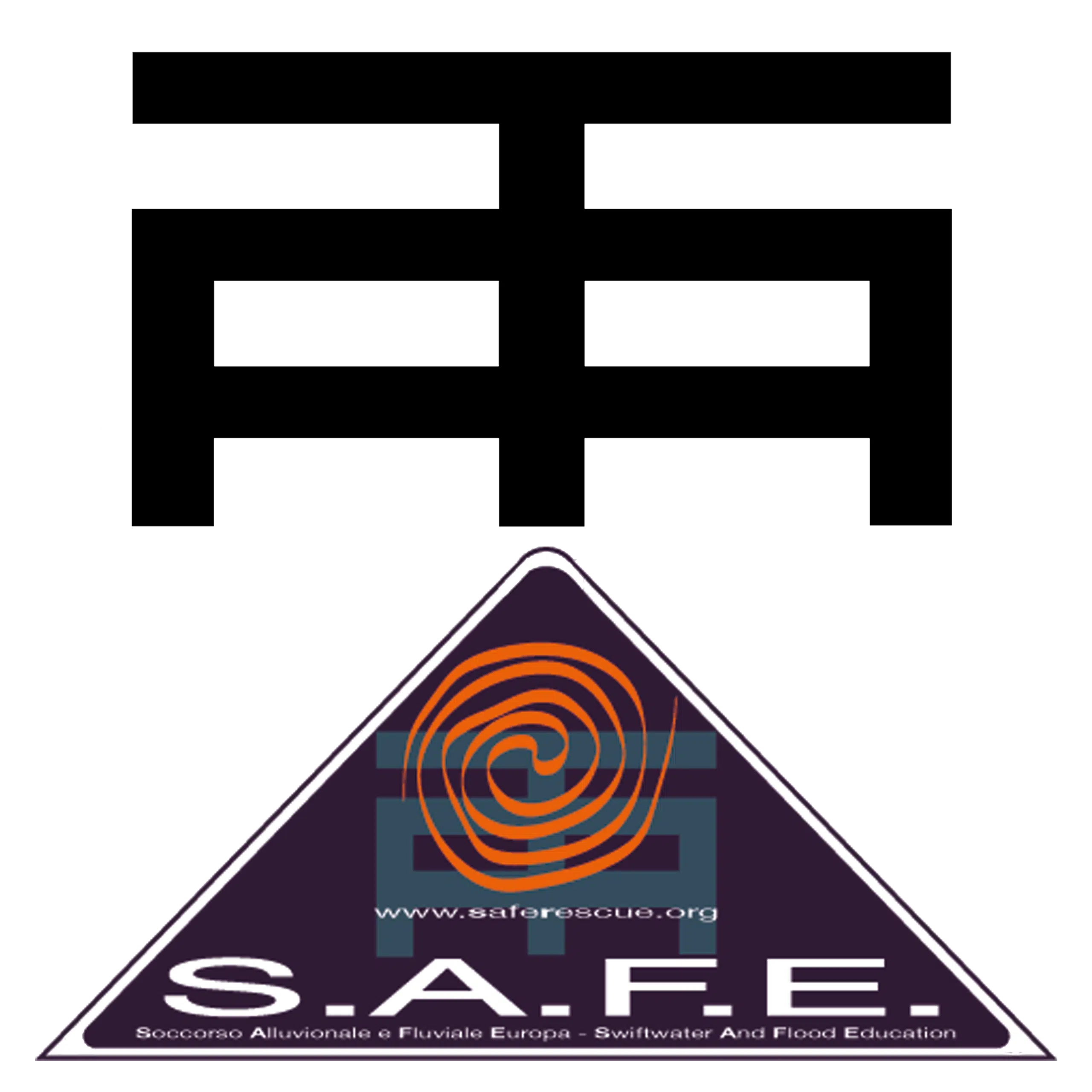 Soccorso Alluvionale e Fluviale Europa Un logo triangolare con la scritta