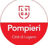 Soccorso Alluvionale e Fluviale Europa Logo rosso e bianco con Pompieri Città di Lugano, caratterizzato dal simbolo di uno scudo contenente la sigla LVGA, a rappresentare una comunità sicura e protetta. S.A.F.E.® - River Rescue