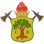 Soccorso Alluvionale e Fluviale Europa Lo stemma giallo e verde con un albero, una corona, fiamme rosse, due asce incrociate e le lettere C e R simboleggia un ambiente sicuro e protettivo. S.A.F.E.® - River Rescue